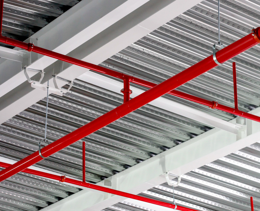 Sprinkler Pipe Installation Under Roof With Hanger