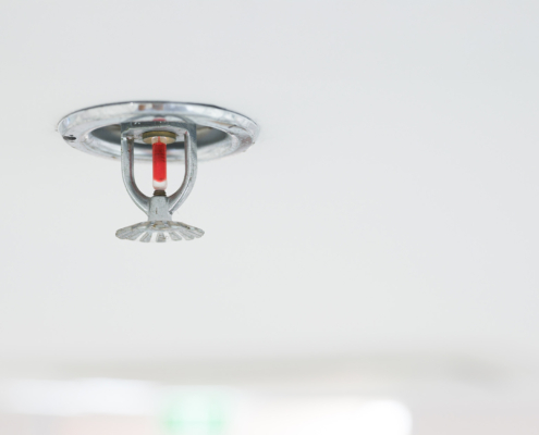 Fire Fighting Equipment, Sprinkler On White Ceiling Background