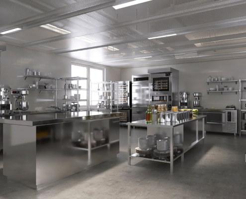 Side View Of A Commercial Kitchen